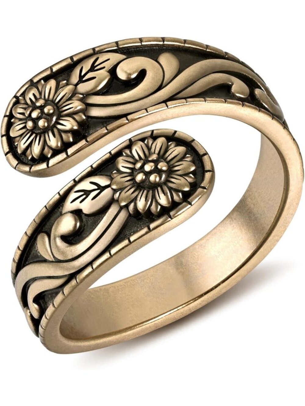 Vintage 18K Sterling Silver Adjustable Spoon Ring | Western Boho Style Jewelry